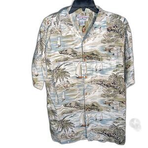 Boca Classics Mens XL Button Up Short Sleeve Hawaiian Sailboat Casual Shirt
